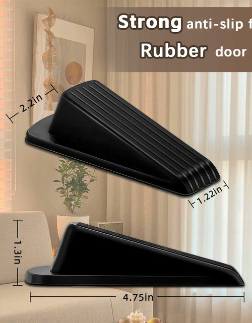 Load image into Gallery viewer, Rubber Door Stopper Wedge Black 4 Pack Sturdy Stackable Floor Door Stops
