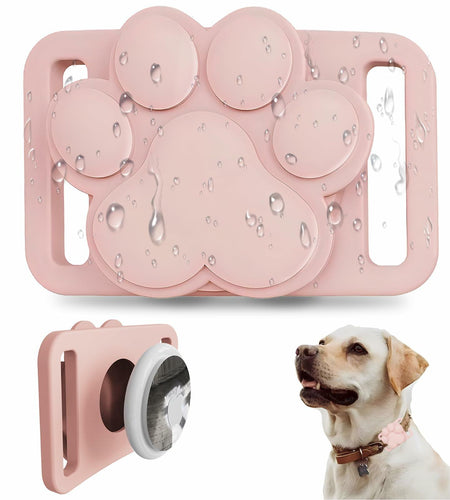Airtag Dog Collar Holder Waterproof Case for Apple AirTag Pink