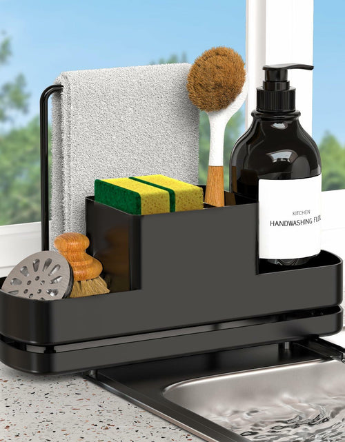 Load image into Gallery viewer, FUNKYLEE Kitchen Sink Sponge Holder Caddy with Brush Holder &amp; Soap Dispenser
