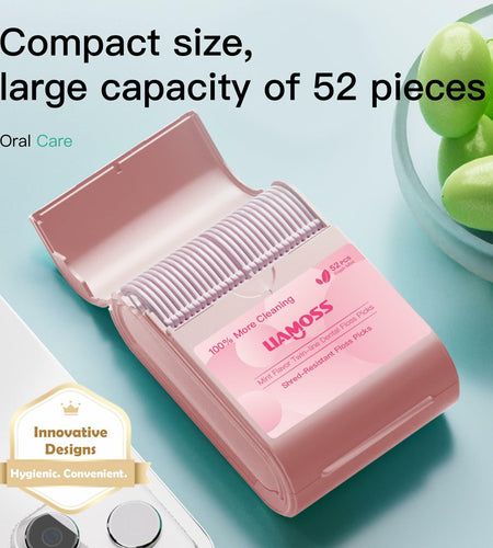 LIAMOSS Twin-Line Dental Flossers 104 Count Pink Shred Resistant Picks
