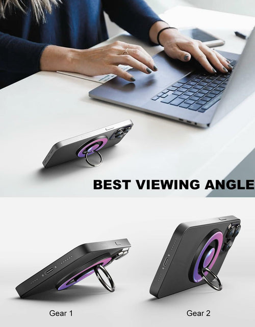 Load image into Gallery viewer, MagSafe Ring Holder Stand 360° Magnetic Grip Purple for iPhone 12-15
