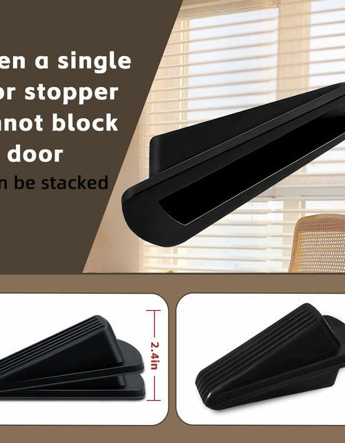 Load image into Gallery viewer, Rubber Door Stopper Wedge Black 4 Pack Sturdy Stackable Floor Door Stops
