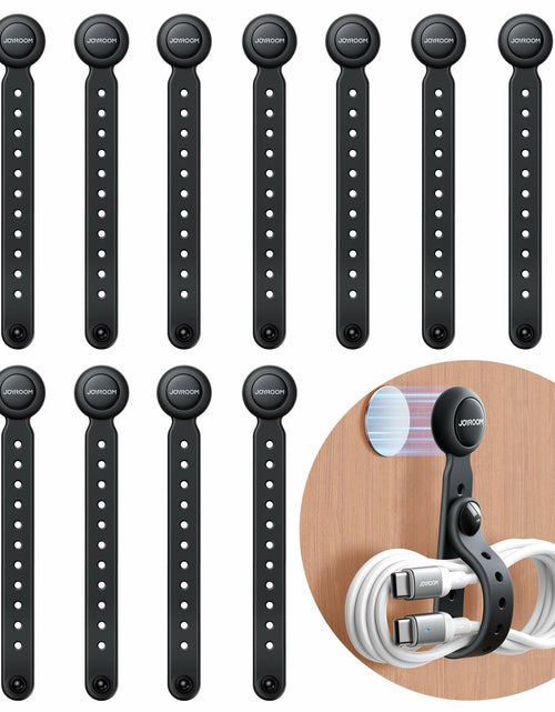 Load image into Gallery viewer, JOYROOM 12PCS Magnetic Cable Ties Black Reusable Silicone Organizers
