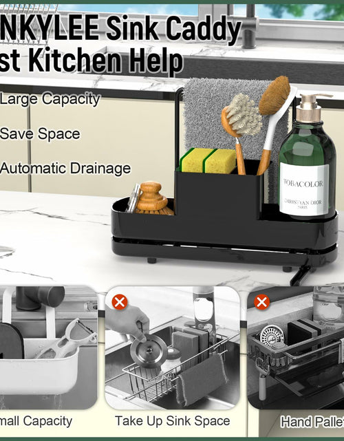 Load image into Gallery viewer, FUNKYLEE Kitchen Sink Sponge Holder Caddy with Brush Holder &amp; Soap Dispenser
