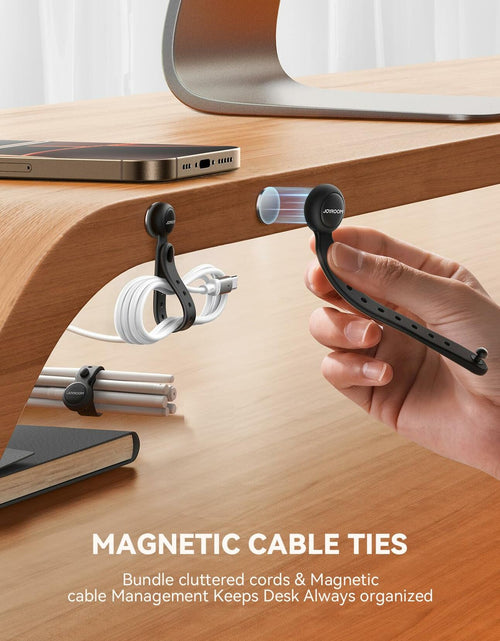 Load image into Gallery viewer, JOYROOM 12PCS Magnetic Cable Ties Black Reusable Silicone Organizers
