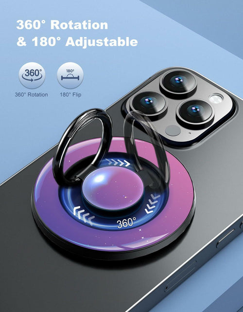 Load image into Gallery viewer, MagSafe Ring Holder Stand 360° Magnetic Grip Purple for iPhone 12-15
