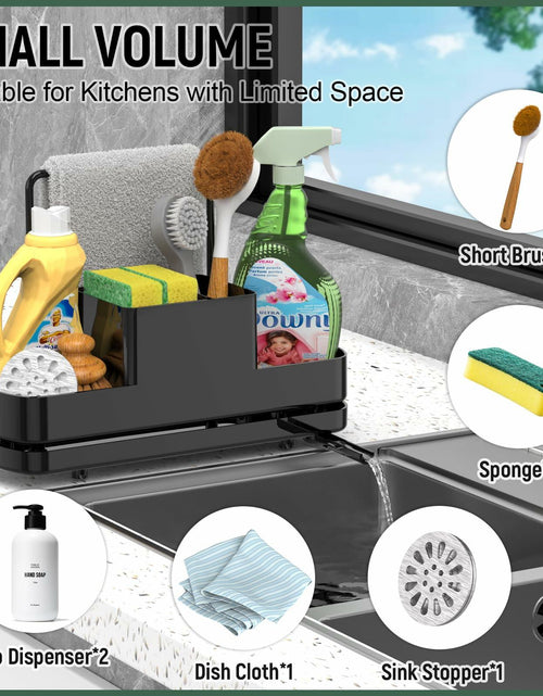 Load image into Gallery viewer, FUNKYLEE Kitchen Sink Sponge Holder Caddy with Brush Holder &amp; Soap Dispenser
