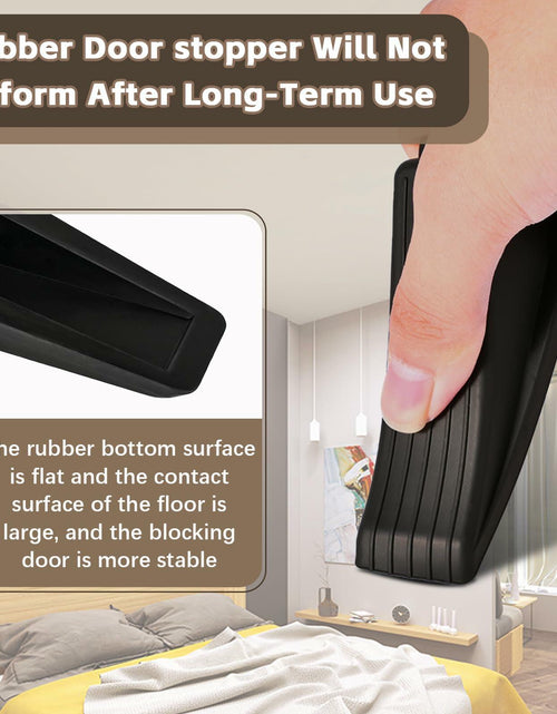 Load image into Gallery viewer, Rubber Door Stopper Wedge Black 4 Pack Sturdy Stackable Floor Door Stops
