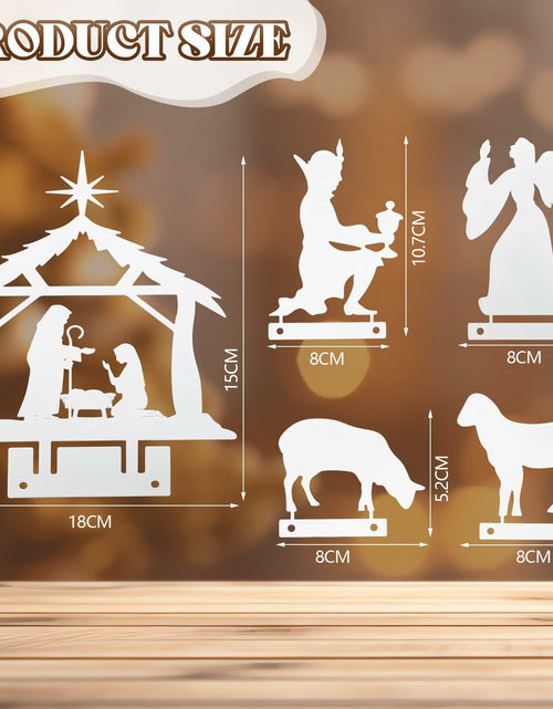 Load image into Gallery viewer, MorningRo White Metal Christmas Nativity Set 3 Pc Indoor Rustic Decor
