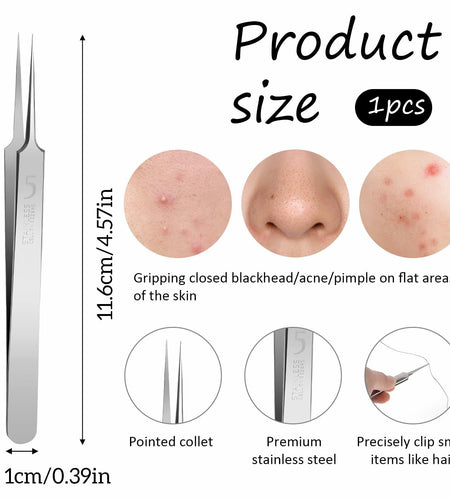 Bewudy 3Pc Stainless Steel Blackhead Remover Tweezers Kit Precision Tool