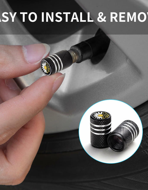 Load image into Gallery viewer, JIASWTHM Tire Valve Stem Caps Black 4 Pack Anodized Aluminum Universal
