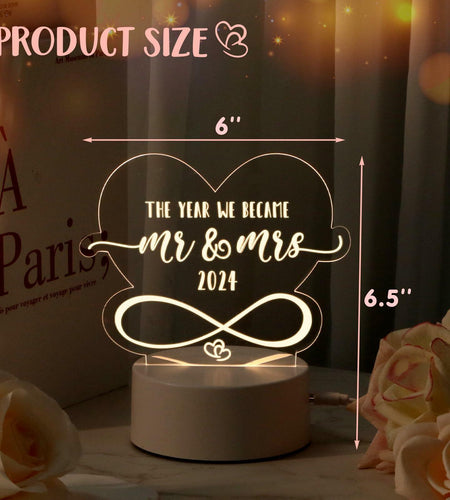Percozzi Night Light LED Mr and Mrs Wedding Gift 2024 Couples Decor
