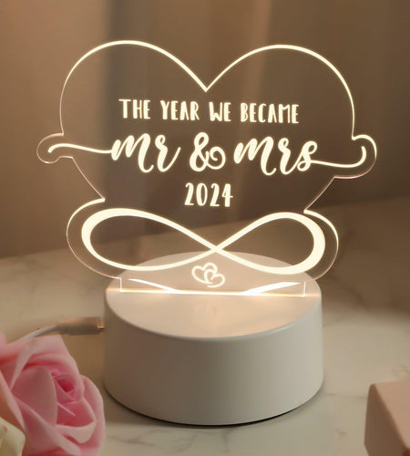 Percozzi Night Light LED Mr and Mrs Wedding Gift 2024 Couples Decor