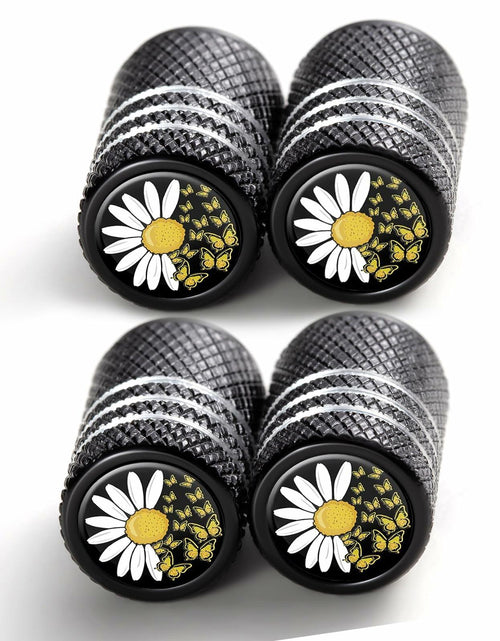 Load image into Gallery viewer, JIASWTHM Tire Valve Stem Caps Black 4 Pack Anodized Aluminum Universal
