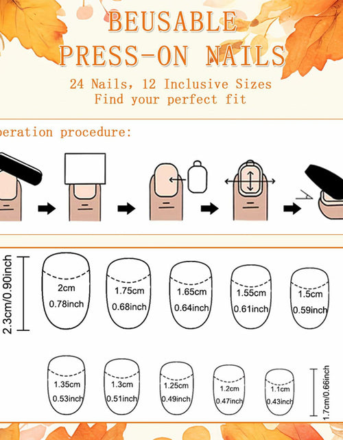 Load image into Gallery viewer, Fall Press On Nails 24Pc Short Square Pumpkin Plaid Design Stick Glue
