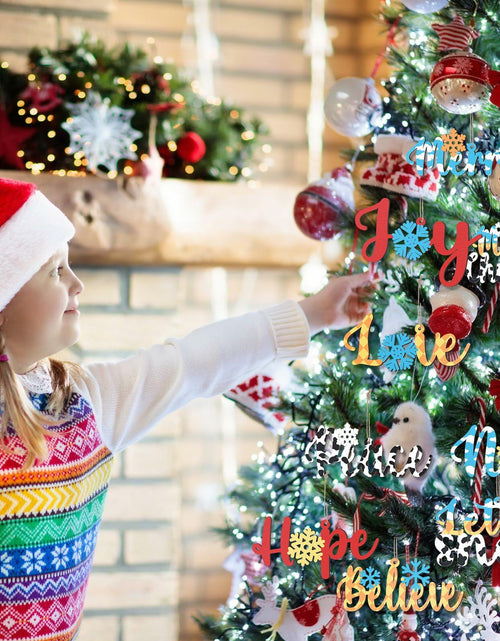Load image into Gallery viewer, Gerrii 18pcs Christmas Ornaments Wooden Words Colorful Bulk New Crafts
