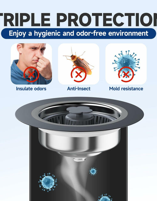 Load image into Gallery viewer, 3-in-1 Stainless Steel Kitchen Sink Strainer Stopper Pop Up 3-1/2 Inch Drain
