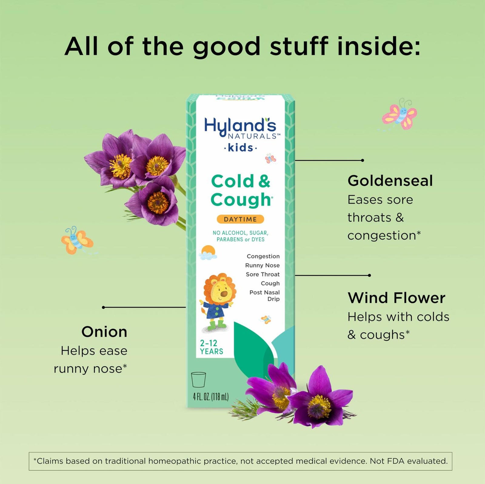 BestBy09/26 Hyland's Kids Cold & Cough Daytime Syrup Natural Relief 4oz