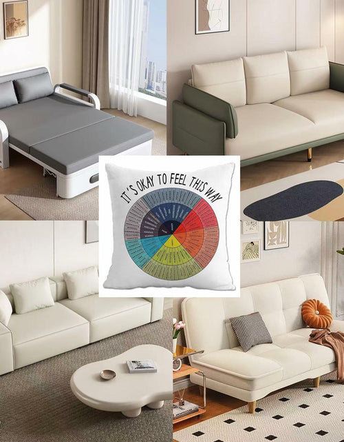 Load image into Gallery viewer, Chinosuo Feelings Wheel Pillow Covers 18x18 White Emotional Therapy Decor
