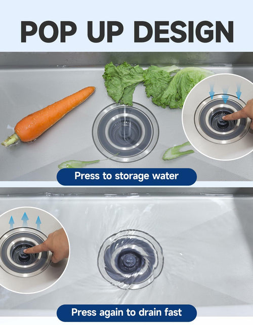 Load image into Gallery viewer, 3-in-1 Stainless Steel Kitchen Sink Strainer Stopper Pop Up 3-1/2 Inch Drain
