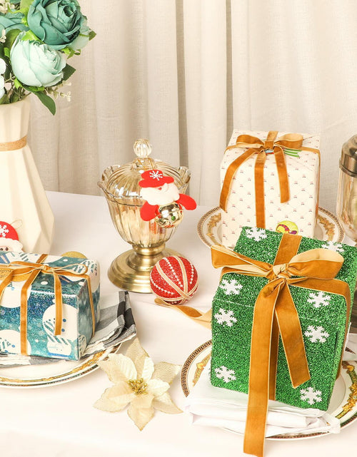 Load image into Gallery viewer, Yilloog 3 Rolls Christmas Velvet Ribbon 75 Yards 3/8 5/8 1 Inch Khaki Satin
