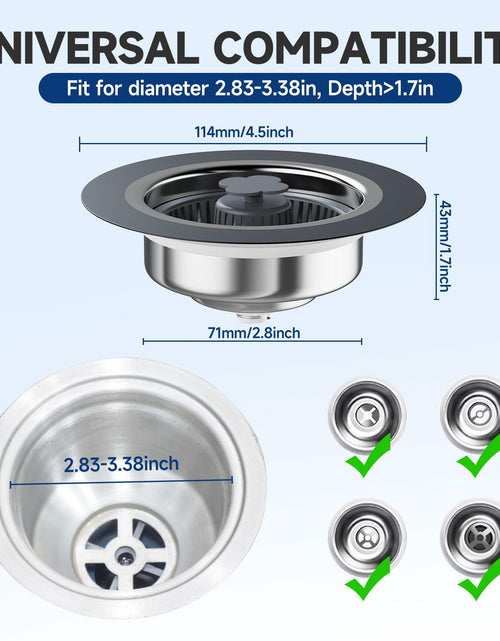 Load image into Gallery viewer, 3-in-1 Stainless Steel Kitchen Sink Strainer Stopper Pop Up 3-1/2 Inch Drain
