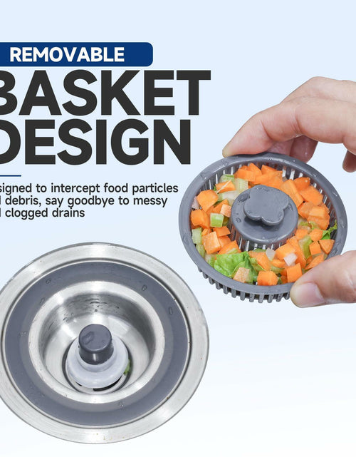 Load image into Gallery viewer, 3-in-1 Stainless Steel Kitchen Sink Strainer Stopper Pop Up 3-1/2 Inch Drain
