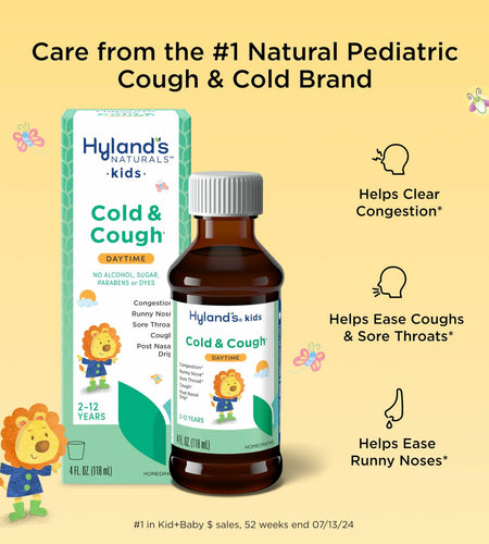 BestBy09/26 Hyland's Kids Cold & Cough Daytime Syrup Natural Relief 4oz