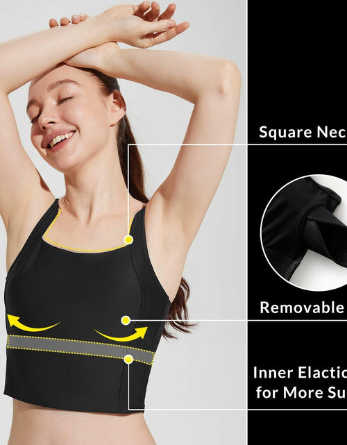 Load image into Gallery viewer, baleaf Women's Swim Top Modest Square Neck Tankini Black Size 36 Built-in Bra
