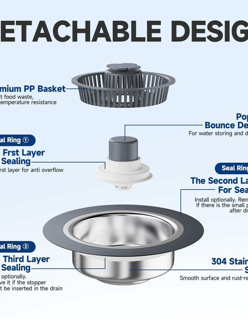 Load image into Gallery viewer, 3-in-1 Stainless Steel Kitchen Sink Strainer Stopper Pop Up 3-1/2 Inch Drain
