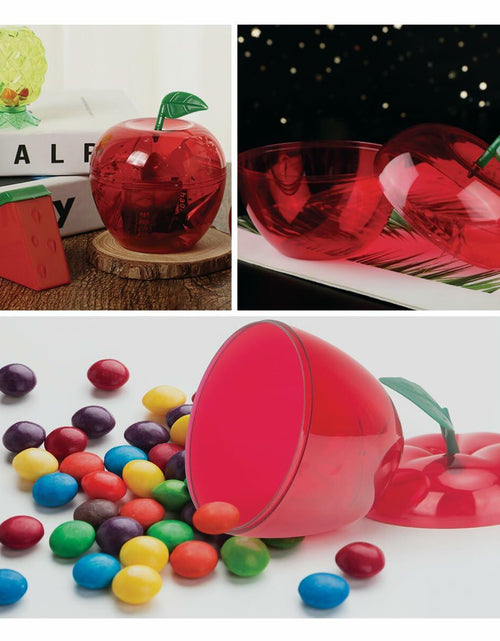 Load image into Gallery viewer, Large Red Apple Shaped Plastic Cookie Jar Set of 2 Merry Christmas
