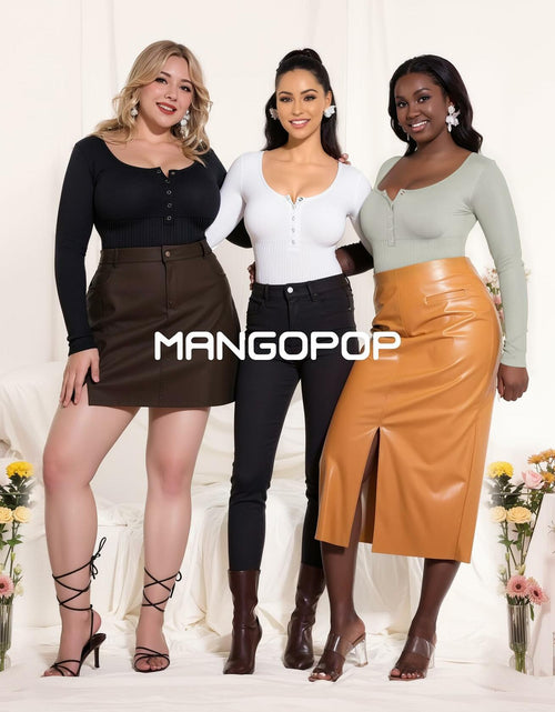 Load image into Gallery viewer, MANGOPOP Ribbed Long Sleeve Bodysuit Thong Seamless Tummy Control Black Size M
