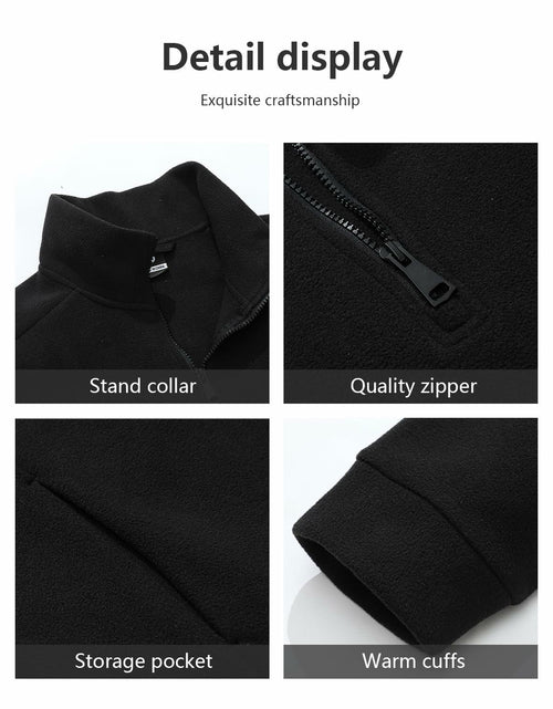 Load image into Gallery viewer, KAIDER Women's Plus Size Polar Fleece Pullover Jacket Black Quarter-Zip Long
