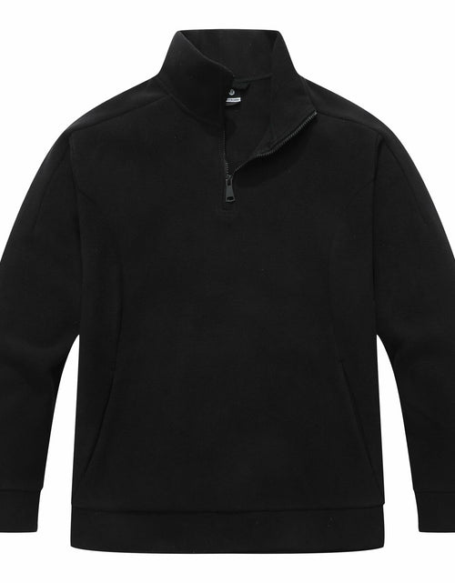Load image into Gallery viewer, KAIDER Women's Plus Size Polar Fleece Pullover Jacket Black Quarter-Zip Long
