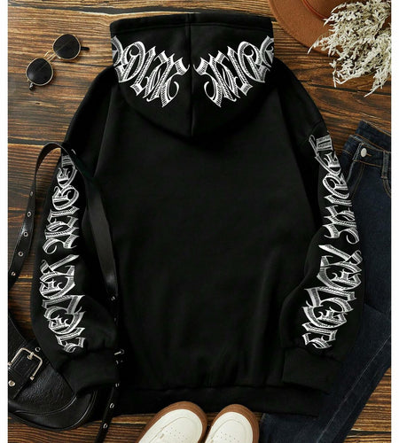 GORGLITTER Women's Halloween Hoodie Black Medium Oversized Sweatshirt