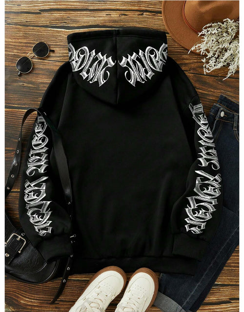 Load image into Gallery viewer, GORGLITTER Women's Halloween Hoodie Black Medium Oversized Sweatshirt
