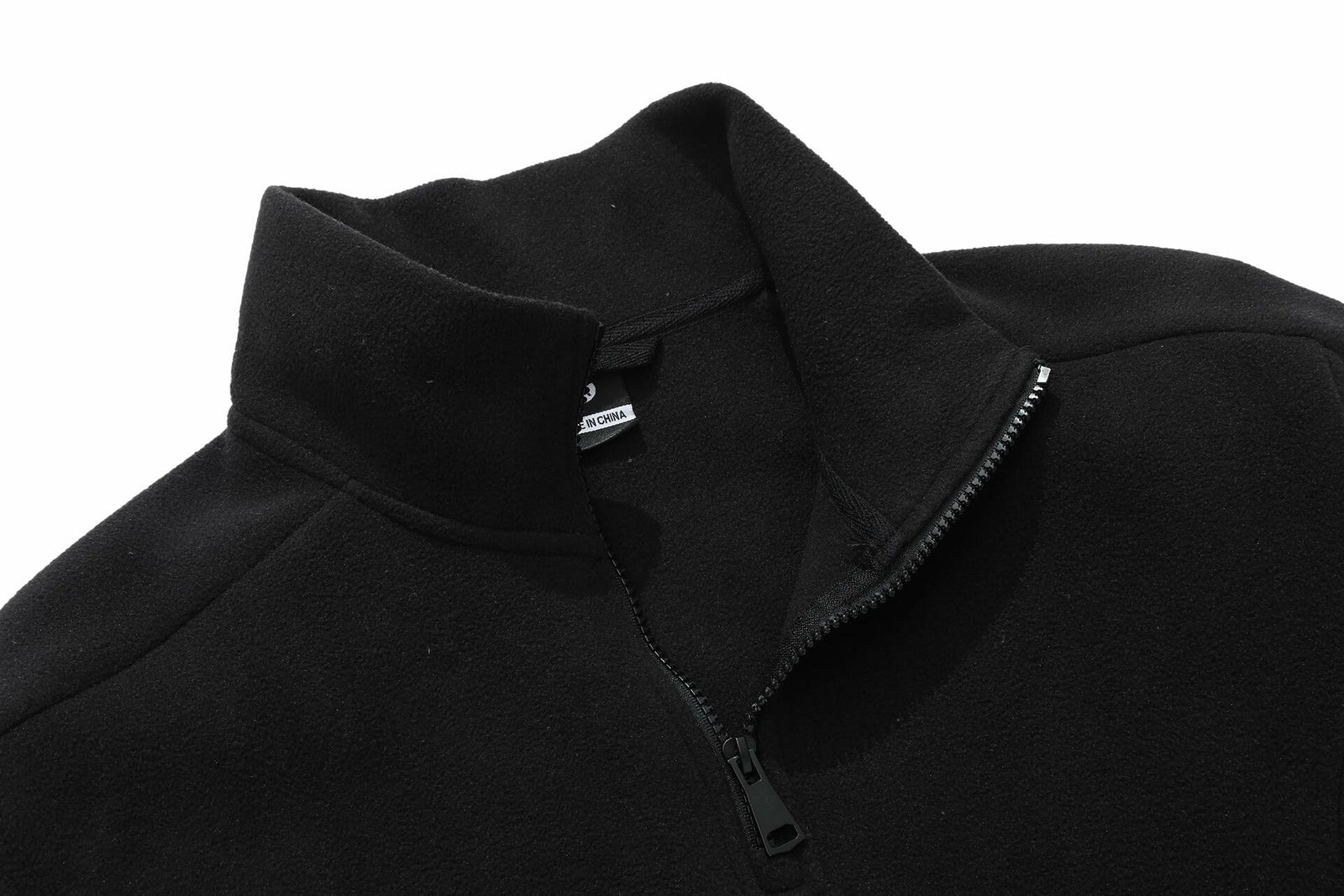 KAIDER Women's Plus Size Polar Fleece Pullover Jacket Black Quarter-Zip Long