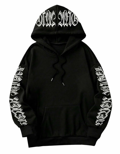 Load image into Gallery viewer, GORGLITTER Women's Halloween Hoodie Black Medium Oversized Sweatshirt
