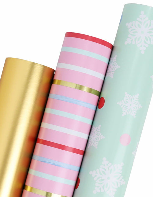 Load image into Gallery viewer, LaRibbons Christmas Wrapping Paper 3 Rolls 17x10ft Peace Pattern with Tags
