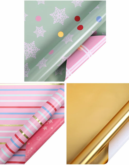 Load image into Gallery viewer, LaRibbons Christmas Wrapping Paper 3 Rolls 17x10ft Peace Pattern with Tags
