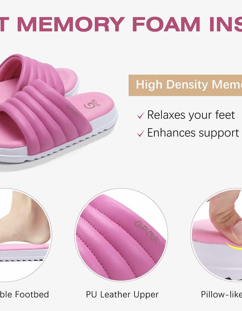 Load image into Gallery viewer, GPOS Womens Slides Memory Foam Cozy Open Toe Pink White Size 6
