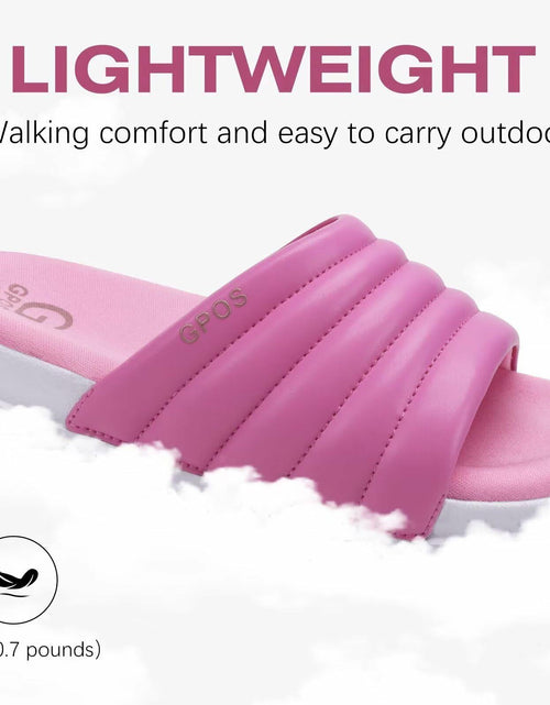 Load image into Gallery viewer, GPOS Womens Slides Memory Foam Cozy Open Toe Pink White Size 6
