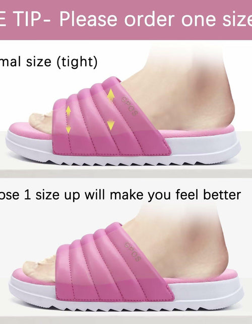 Load image into Gallery viewer, GPOS Womens Slides Memory Foam Cozy Open Toe Pink White Size 6
