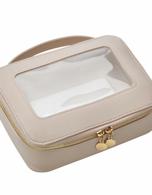 Load image into Gallery viewer, Leatvook Portable Makeup Bag Large Travel Cosmetic Organizer Brown
