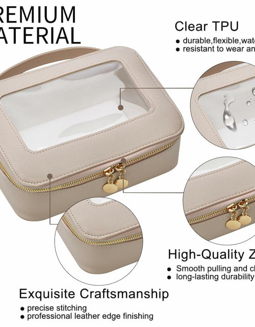 Load image into Gallery viewer, Leatvook Portable Makeup Bag Large Travel Cosmetic Organizer Brown
