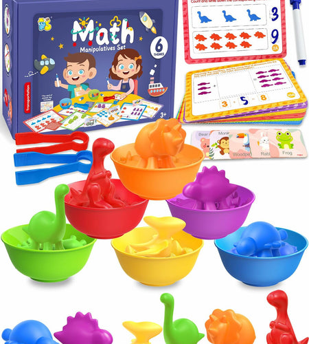 Yetonamr Montessori Counting Dinosaurs Educational Toy Set for Kids