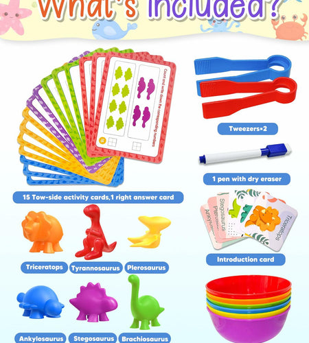 Yetonamr Montessori Counting Dinosaurs Educational Toy Set for Kids