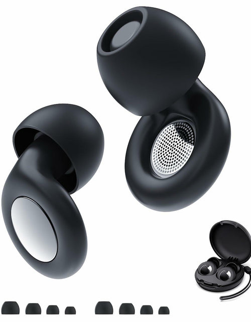Load image into Gallery viewer, Reusable Silicone Ear Plugs Black Noise Cancelling 30dB Comfortable Swim
