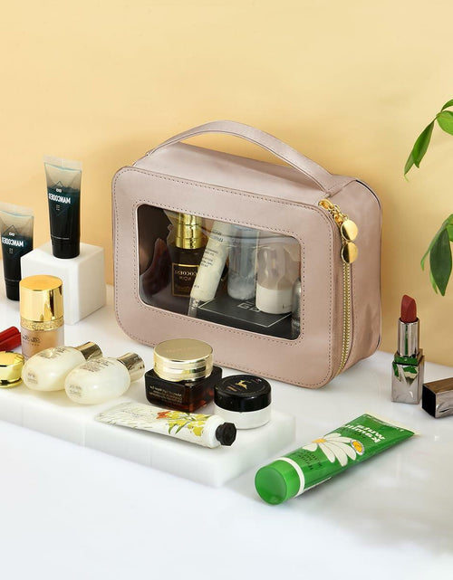 Load image into Gallery viewer, Leatvook Portable Makeup Bag Large Travel Cosmetic Organizer Brown
