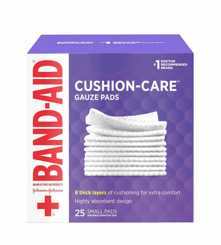 BAND-AID Cushion-Care Gauze Pads 2x2in 25ct Sterile Absorbent Padding